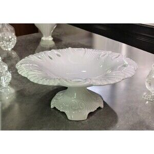 Vintage White Porcelain Candy Dish Or Compote On Pedestal Art Deco